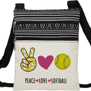Softball Crossbody Bag Ethnic Pattern Small Adjustable Strap Wallet Phone